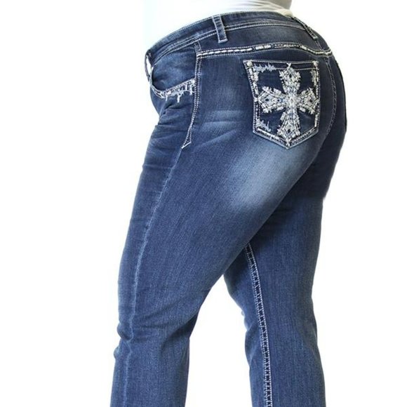 Grace in LA Jeans Nwt Grace In La Cross Bling Bootcut Jean Plus